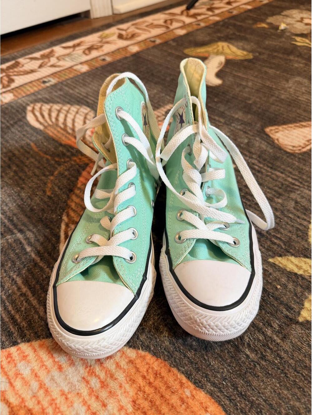 Converse Chuck Taylor All Star High Top Sneakers Mint Green Canvas Size 6 Women - Picture 4 of 6